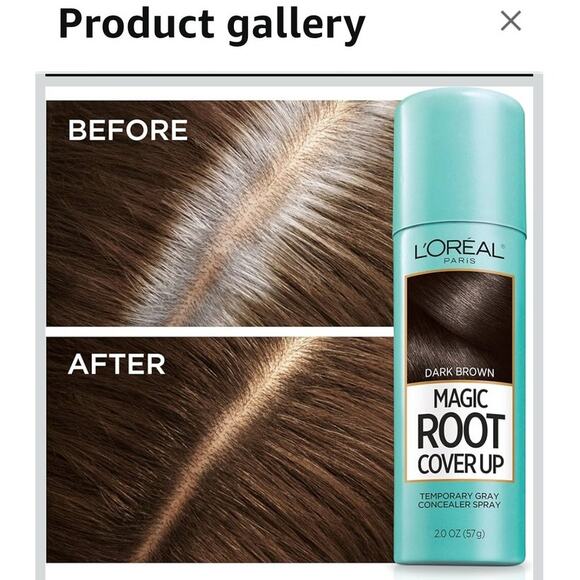L'Oreal Paris Root Cover Up Temporary Gray Concealer Spray, Dark Brown - Picture 3 of 8
